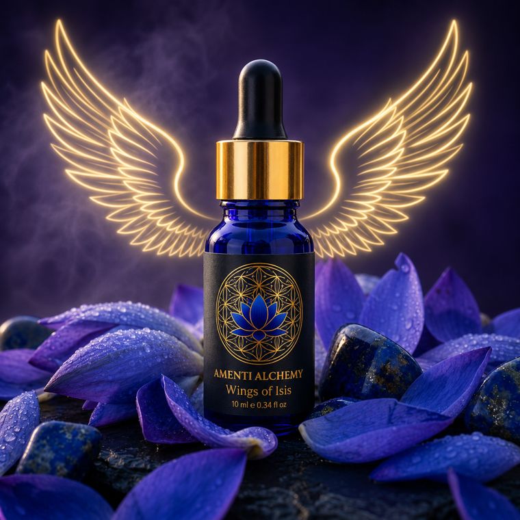 Wings of Isis Blue Lotus elixir bottle